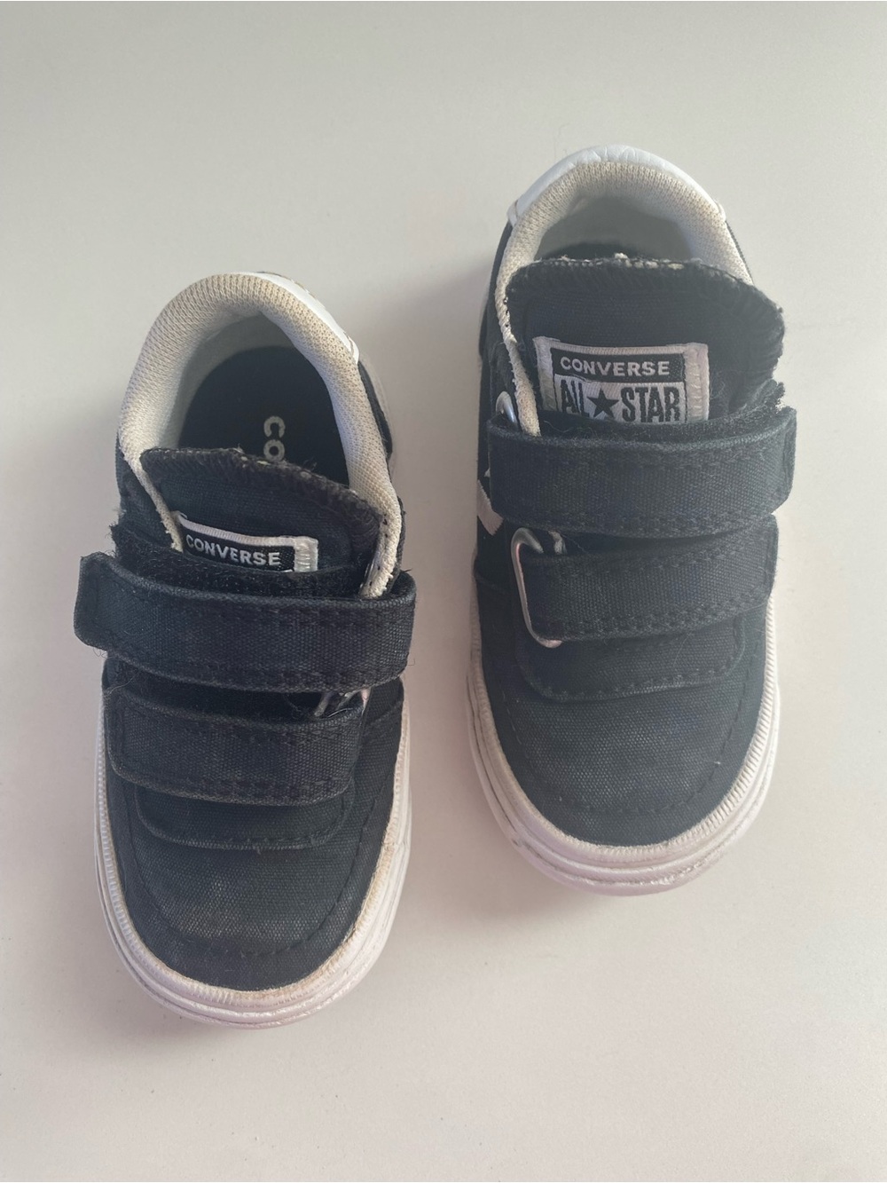 Converse Kids Black and White Velcro Low-Top Sneakers